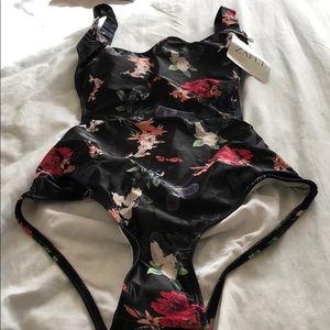 One piece open back floral bathing suit